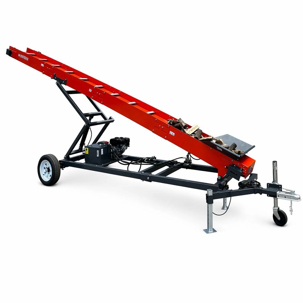 This firewood conveyor offers efficient, powerful and safe performance, making it an essential tool for conveying and lifting firewood in diverse settings