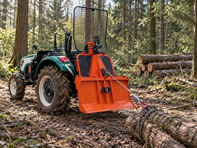 Struggling to Pull Logs from Dense Woodland How a Tractor Forestry Winch Makes Timber Extraction Easier